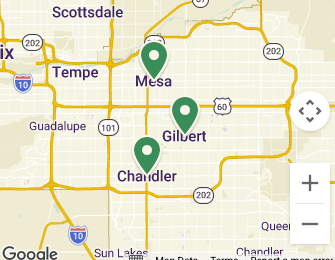 Map of the East Valley showing service areas in Mesa, Gilbert, and Chandler